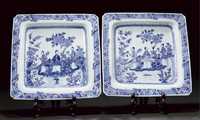 Qianlong A pair of blue and white square dishes